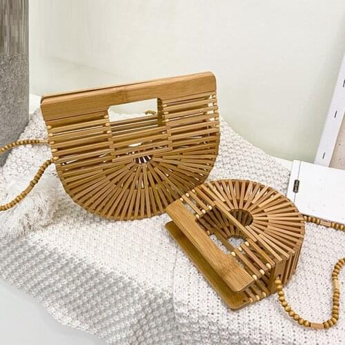 Mini Crossbody Shoulder Bags for Women 2021 Brand Summer Luxury Handbags and Purses Bohemia Bamboo Round Beach bags