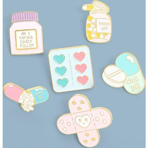 Cartoon cute mini band-aid shape letter brooch paint badge wholesale