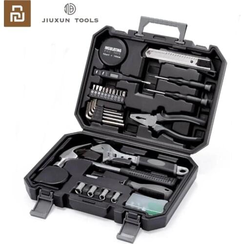60PCS JIUXUN Hand Tool Set General Household Repair Hand Tool Kit with Screwdriver Wrench Hammer Tape Plier Knife