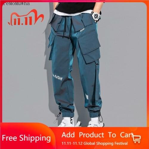 2020 Autumn and Winter New Laser Overalls Mens Loose and Velvet Multi-pocket Hip-hop Trousers Chameleon Pants Streetwear Pants