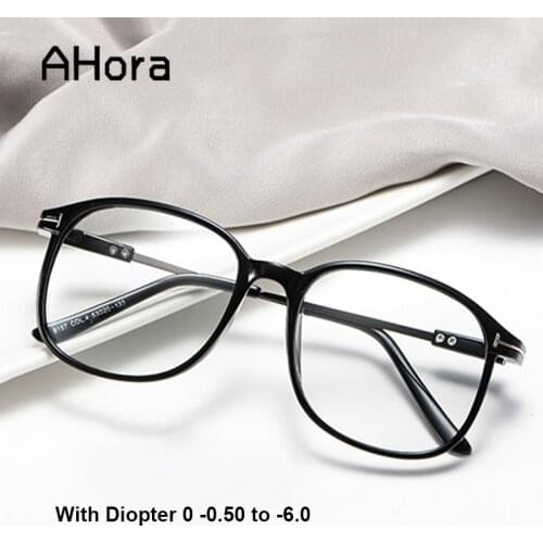 Ahora Classic Retro Oversized Eye Glasses Frame for Student Women Men Stylish Finished Myopia Glasses 0 -0.5 1 1.5 2 2.5 3 3.5 4