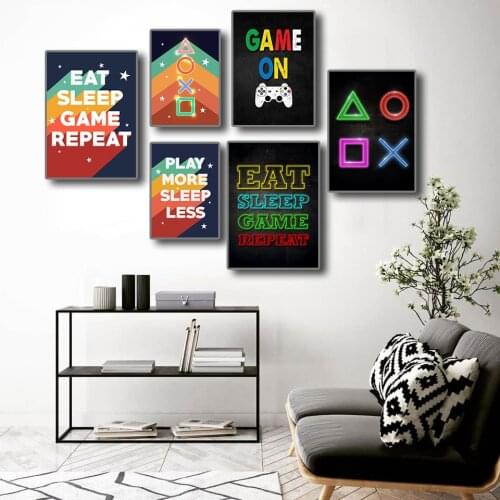PGaming Playstation Game English Alphabet Posters And Prints Wall Art Canvas Painting Wall Pictures For Living Kids Room Decor