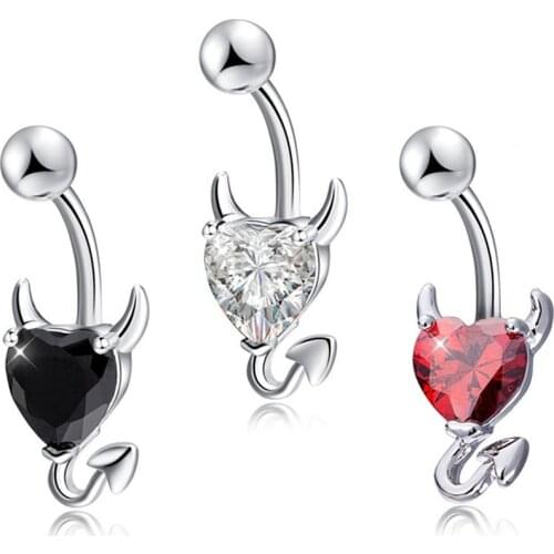 2021 New Trend Devil Heart Zircon Belly Button Rings Navel Piercing Belly Button Ring For Women Jewelry Fashion Navel