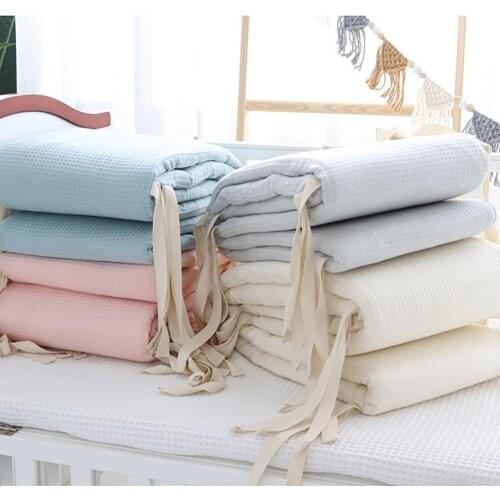 Crib Liner Bed Barrier Fence Safety Guardrail Security Foldable One-Piece Cotton Breathable Removable Washable Newborn Fence