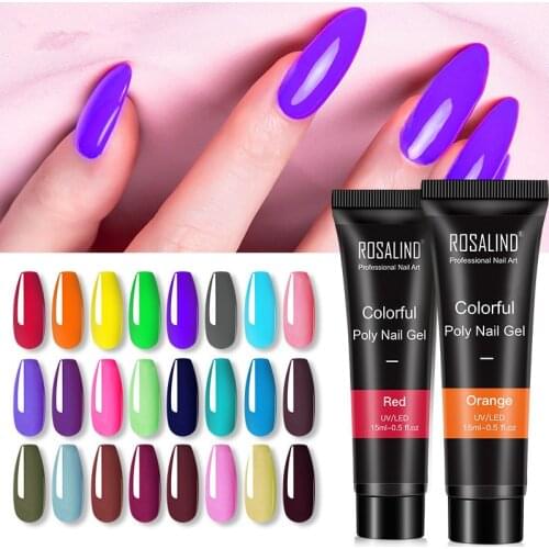 15ml Pure Color Poly Nail Gel Jelly Polish Hybrid Varnishes Gel Nails Art Design Glitter UV Builder Lacquer Nail Quick Extension