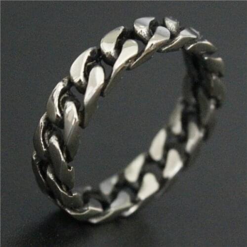 Drop Ship Size 7~11 Fashion Polishing Fashion Gold Chains Style Ring 316L Stainless Steel Jewelry Motor Biker Chain Biker Ring