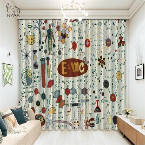 School Blackboard Formulas Curtain Home Essentials Curtains Kids Room Japanese Room Decor Curtains For Bedroom Micro Shading