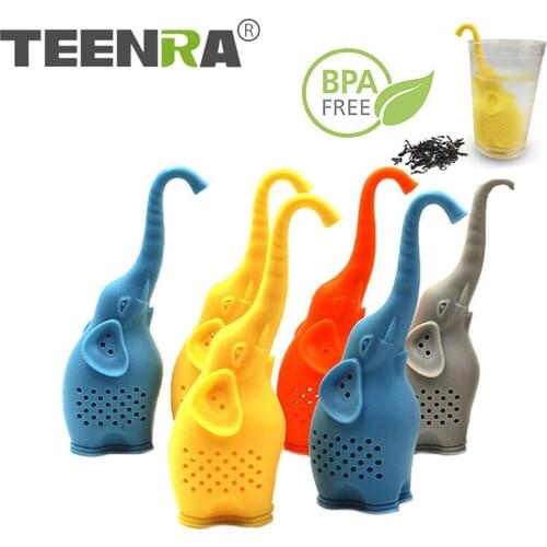 TEENRA 1Pcs Silicone Elephant Shapd Tea Infuser Reusable Tea Strainer Bag Mug Filter Diffuser Tea Accessories Teaware