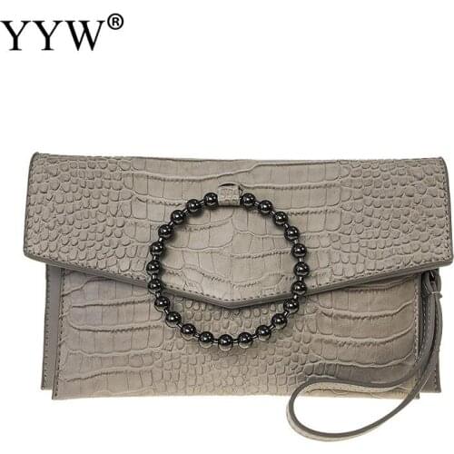 Pu Leather Envelope Handbag Clutch Women Vintage Purse Wallets Female Ladies Hand Bags Womens Fashion Purse Crocodile Grain