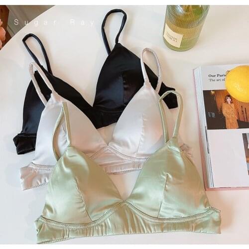 Only A Bra, Comfortable Young Girls Fashion Bra, Triangle Cup Sexy Bralette, Wire Free Pure Color Underwear, Thin Pad Brassiere