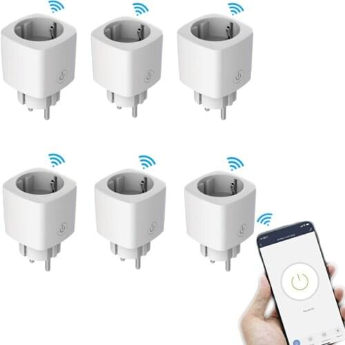 Wifi tuya smart wireless socket EU plug built in automation control module APP timing power monitoring compatible alexa google
