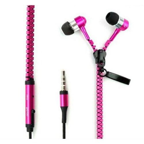 High Quality Stereo Bass Headset In Ear Metal Zipper Earphones Headphones with Mic 3.5mm Jack Earbuds for IPhone MP3 200pcs/lot