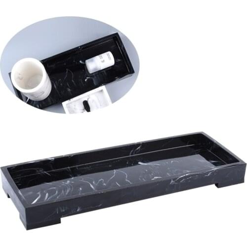 Marble Pattern Storage Trays Bathroom Stand Trays Toilet Tank Storage Tray for Home Hotel (White)