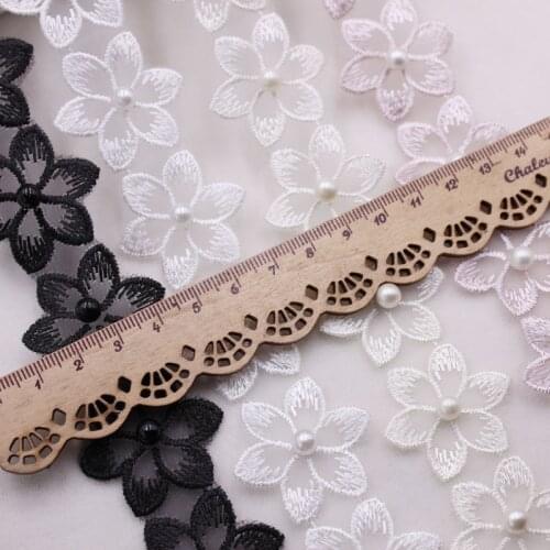 1 Yard Beautiful Pearl Lace Tassel Fringe Ribbon Lace Fabric Material Crafts Sewing Accessories DIY Skirt Clothes Decorative