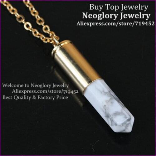 10pcs Nature White Howlite Gems Point Bullet Pendant metal Plated Casing Necklace Drusy Quartz Druzy Pendant Necklace