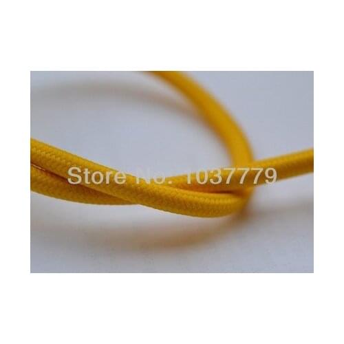 12meters/lot Yellow textile cable fabric power cord clothe covered round copper wire