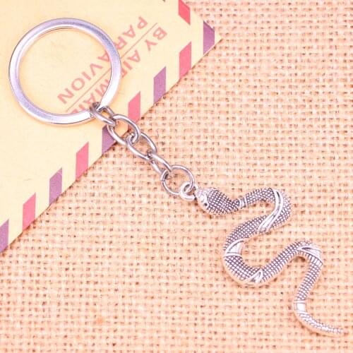 20pcs New Fashion Keychain 53*23 mm snake cobra Pendants DIY Men Jewelry Car Key Chain Ring Holder Souvenir For Gift