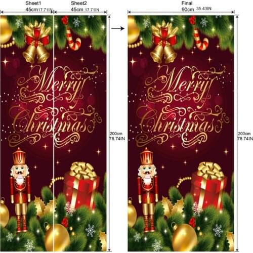 77cm/90cm Christmas Decoration 3D Wall Stickers Snowman Pattern Door Stickers 24BA