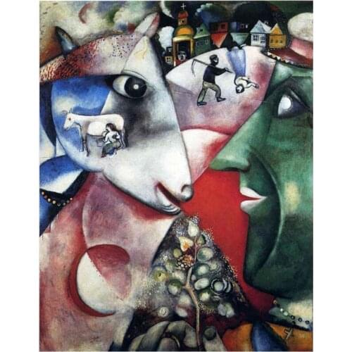 Mark Chagall "Me And My Village"5D DIY Full Round Diamond Painting Cross Stitch 3D Embroidery Rhinestone Mosaic Home Decor Y1703