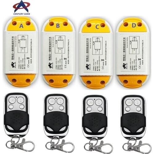 AC220V 110V 85-240V 1CH 10A RF Wireless Remote Control Switch System 4 A7 transmitter & 4 receiver Smart Home Switch