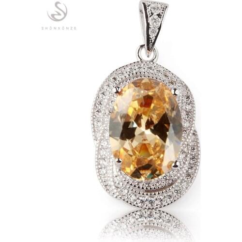 SHUNXUNZE Big Luxury jewellery & Accessories christmas Wedding pendants for women Morganite Cubic Zirconia Rhodium Plated R3179L