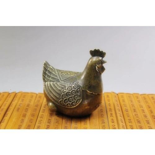 Venta al por mayor latón cobre buena suerte Zodiaco gallina broody Protege la casa de la suerte adornos antiguos estatua envío