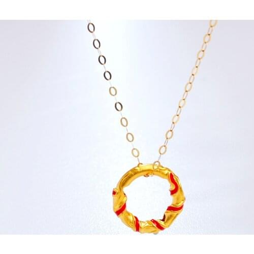 ZHIXI Real 100% 18K Gold Necklace AU750 Chain Simple Party Fine Jewelry Pure Solid 24K 999 Gold Pendant for Women X538