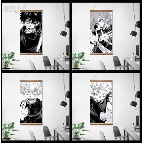 Black and White Poster Anime Posters Jujutsu Kaisen Posters Canvas Painting Retro Poster Wall Decor Wall Art Picture Home Decor