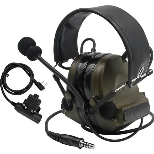 Comtac II Tactical Headset Military headphones Noise Reduction Sound Pickup Ear Protection FG+ U94 PTT Kenwood 2 pin Plug