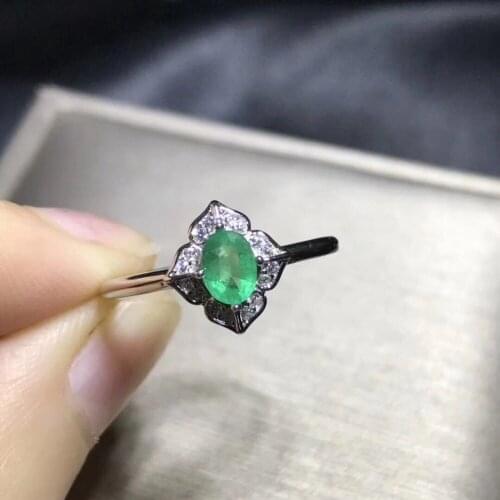 Design silver emerald ring Princess Cut natural Columbia emerald Solid 925 silver emerald wedding ring for woman