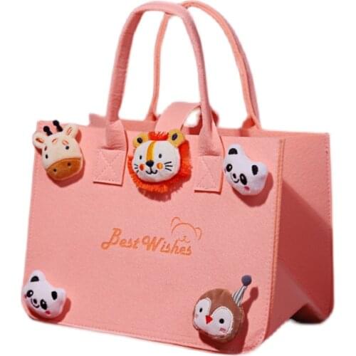 Felt Environmentally Friendly Shopping Bags Animal Cartoon Reusable Storage Bag Full Moon Birthday Party Festive Souvenirs