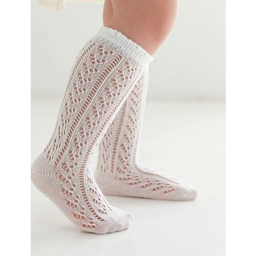 Summer Mesh Baby Socks Solid Color Hollow Toddler Girl Knee High Socks Breathable Infant Kids Long Socks 1-3Y