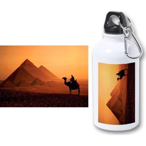 MERCHANDMANIA BIDON METALICO 400ML Great pyramid Egypt GIZA bottle metal travel sport picnic fishing custom hunting