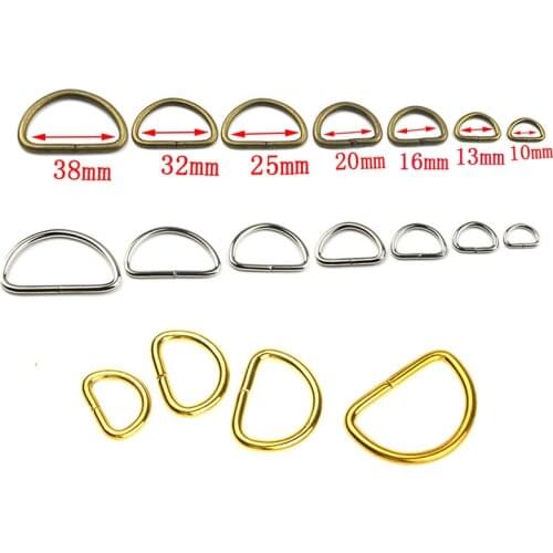 10pcs/Pack 3/8" ~ 2" D Ring Metal Buckle Webbing Backpack Bag Parts Leathercraft Strap Pet Collar Sewing Accessories 7 Size Pick