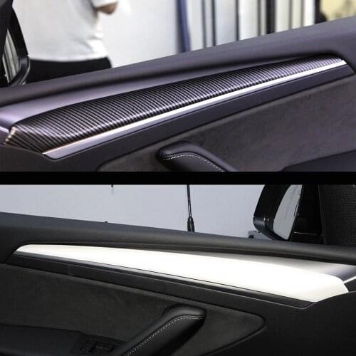 Model 3 2021 Door Decoration Sticker For Tesla Model Y 3 ABS Carbon Fiber Matte Inner Door Trim Accessories Model Three