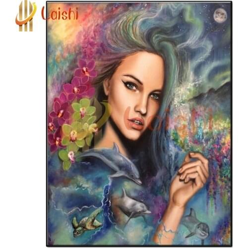 Diy diamond painting Abstract fantasy woman whale animal rhinestone mosaic cross stitch embroidery kits full square round drill