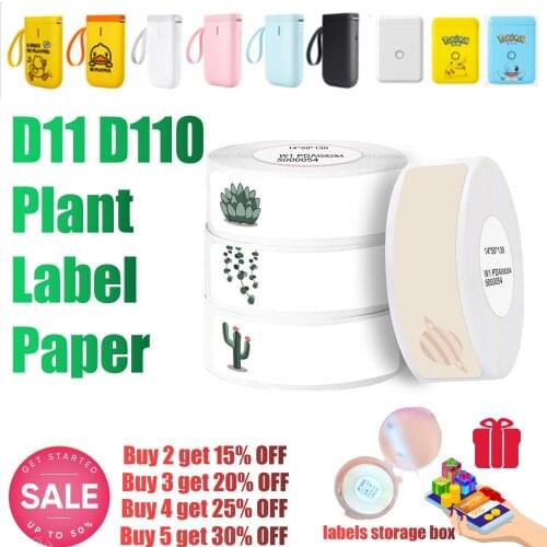 Plant Pattern NIIMBOT D11 D110 Printer Sticker Scratch-Resistant Anti-Oil Waterproof Label Roll Paper for Classified Storage