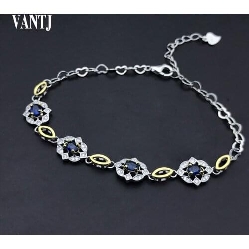 Genuine Natural Sapphire Bracelet for Women Real Silver 925 Ring Mens Sparking Jewelry Bangle Anniversary Party Gift wholesale