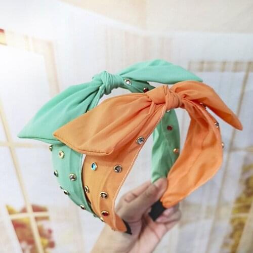 Colored Big Bow Hairband With Beads Headband Hair Accessories Hair Jewelry Summer Bowknot Hair Hoop Hair Accessories