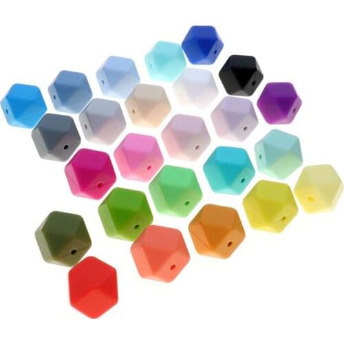 Wholesale 14MM Silicone Bead 100PC Hexagon Teether Bead Chewing Food Grade Baby Teething Necklace Jewelry Nursing Gift