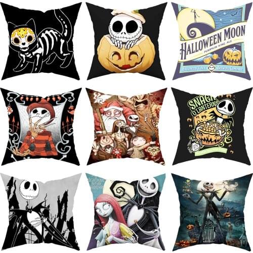 Spider Web Pillow Halloween Digital Printing Pumpkin Skull Pillowcase Cartoon Sofa Cushion Waist Pillowcase Halloween Home Decor