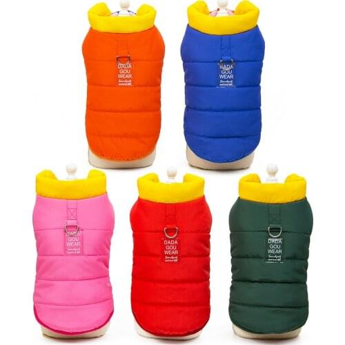 Drop Shipping Classic Snowsuit Padded Vest Dog Winter Jacket Coat Sweater with Leash Ring Five Color S-2XL
