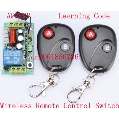 Receiver & 2Transmitter 220V 1CH 10A RF Wireless Remote Switch For Light Lamp LED SMD ON OFF Momenrary Toggle Latched Adjustable