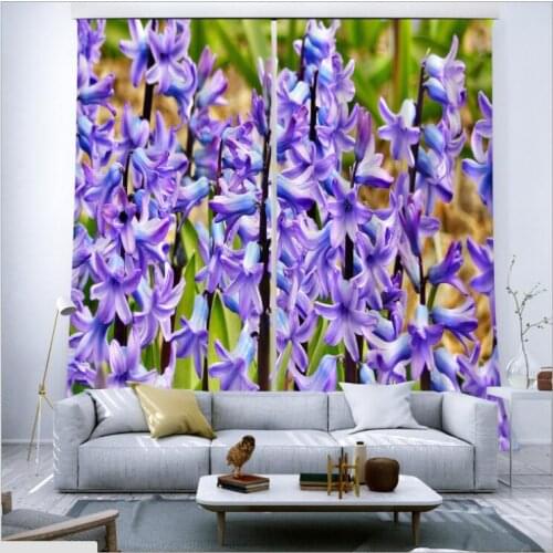 Girl Bedroom Purple flowers Curtain Luxury Blackout 3D Window Curtain Living Room decorate Drapes Rideaux Cortina pillowcase