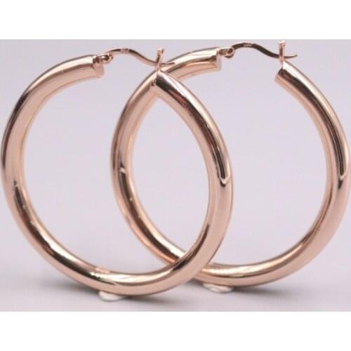 Real Silver 925 Earrings For Women 2020 Female Girl Hoop Korean Big Smooth Rose Gold Earrings Drop Best Gift 50mmDia