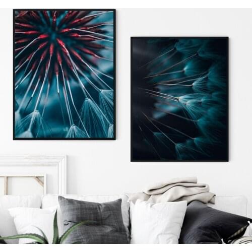 Blue Dandelion Flower Plant Wall Art Canvas Painting Nordic Posters And Prints Scandinavian Wall Pictures For Living Room Decor