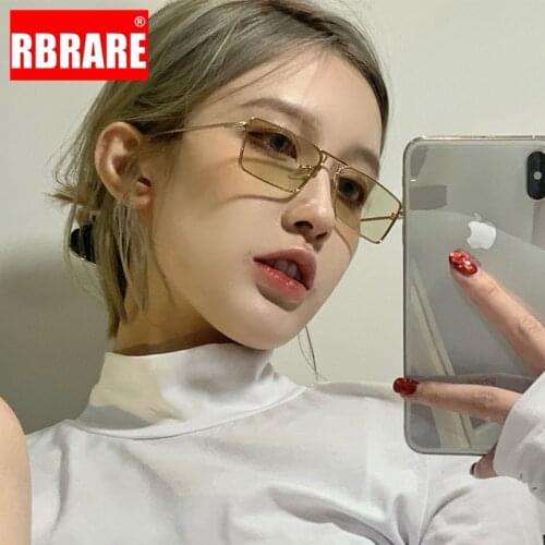 RBRARE Luxury Brand Square Sunglasses Women Retro Small Alloy Sun Glasses Women Mirror Eyeglasses Vintage Oculos De Sol Gafas