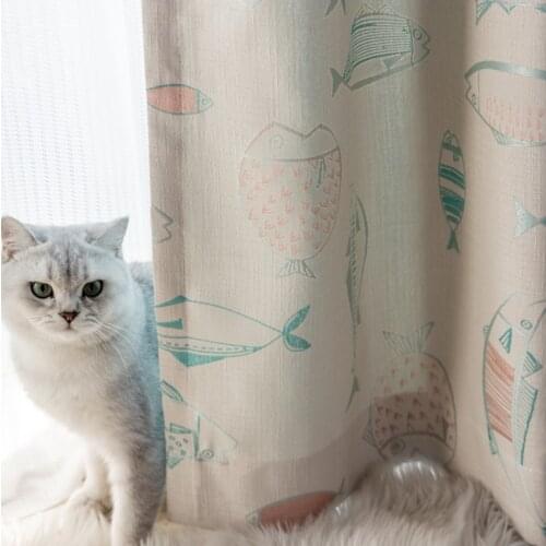 Modern Nordic Simple Japanese High-grade Cotton and Linen Fish Jacquard High Shading Blackout Curtains for Living Room Bedroom