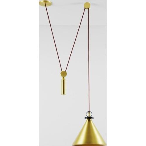 E27 Modern Light Luxury Pendant Light Golden Metal Suspension Lamp Creative Raised and Lowered Restaurant Bar Bedroom Hotel