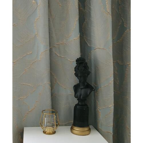 Light Luxury American Modern Retro New Chinese French High-precision Jacquard Bedroom Living Room Custom Curtains Golden Leaves